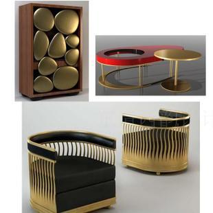 f524后现代artdeco艺术装饰风格金属家具软装设计素材图片